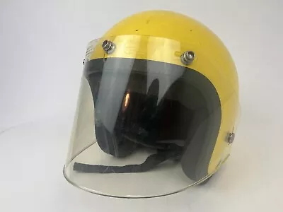 VINTAGE 70’s RG9 Yellow Motorcycle Helmet With Face Shield • $49.99