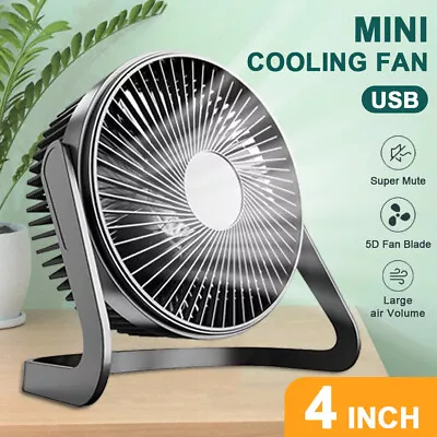 USB Powerful Small Silent Mini Cooling Desk Fan Portable USB Fan 360° 4 INCH • $13.50