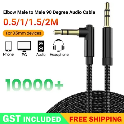 1/4x Elbow Male To Male 90 Degree Headphone Wire Aux Cord Audio Cable 3.5mm Jack • $8.56