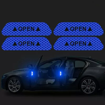 4x Blue Car Door Safety Reflective Tape Open Sign Sticker Decal Auto Accessories • $4.94