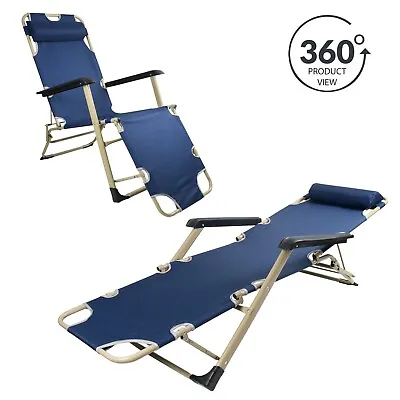 Sun Lounger Outdoor Garden Chair 4 Position Adjustable Patio Sunlounger Bed • £28.99