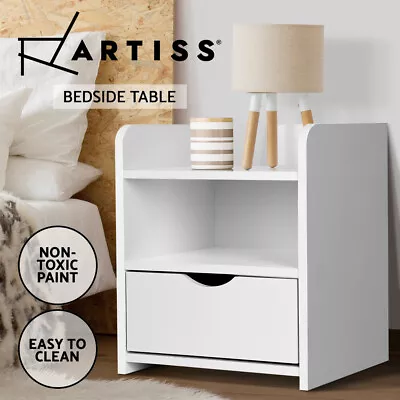 Artiss Bedside Table Drawers Side Table Storage Cabinet Nightstand White FARA • $46.95