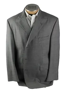 Stafford Mens Blazer 46R Gray Wool Sharkskin Ventless 3 Button Sport Coat Jacket • $41.65