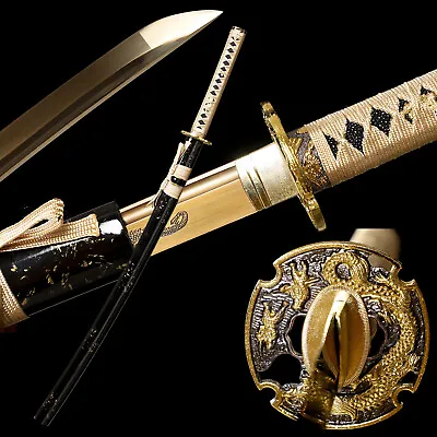 Japanese DRAGON Samurai KATANA Sword FULL TANG Sharp Blade 1095 Carbon Steel • $98.99