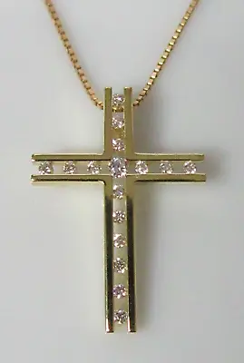 Gold Diamond Necklace - 14ct Gold Multi Diamond Cross Pendant & 14ct Gold Chain • £350