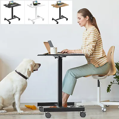 KPUY Rolling Laptop Desk Height Adjustable Computer Table Sit Stand Workstation • $100.99