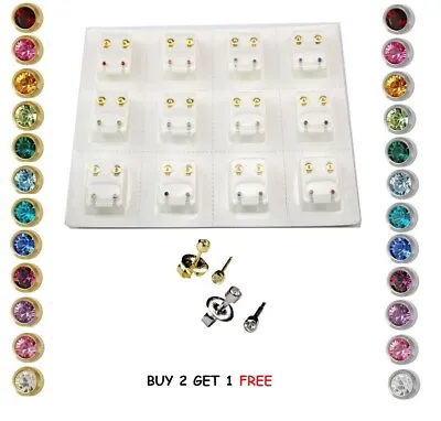  Ear Piercing Studs Earrings Certified Sterile Bezel Children's Crystal Studs • £3.49