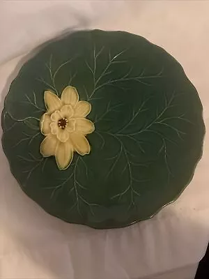 Antique Zell German Majolica Lily Pad Waterlily Flower Plate 8 1/2” • $11