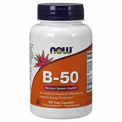 NEW Now Supplements Vitamin B-50 Mg Energy Production  Vegan 100 Veg Capsules • $17.81