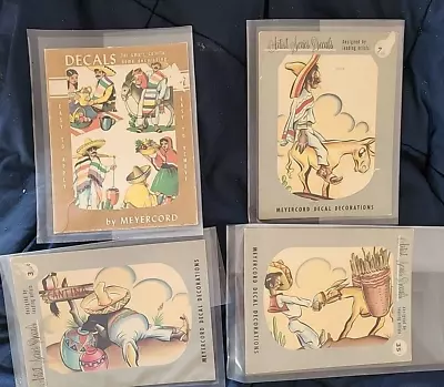 LOT OF 4 Vintage Meyercord MEXICO  Non-PC   1940s ILLUSTRATIONS  MEXICAN • $99
