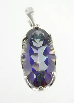 Sterling Silver Blue Mystic Quartz Faceted Pendant 925 3.6g 1.25 Inches Long • $32.30