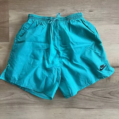 Vintage Nike Turquoise Lined Swim Trunks Shorts 90s Pockets Men’s Size M • $19.99