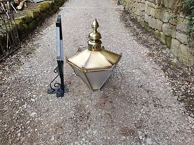 Very Large Brass Victorian Style Wall Lamp/light/lantern Coach House Garden Barn • £350
