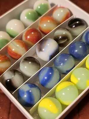 Collector Box - Marble King Marbles With The 5 Green Rainbows UV Reactive. • $15.15