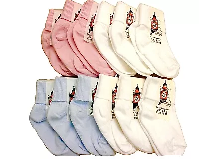 Baby Socks 6 Pairs Of Turn Down Top Ankle Boys & Girls Colours * BUY BRITISH * • £4.25