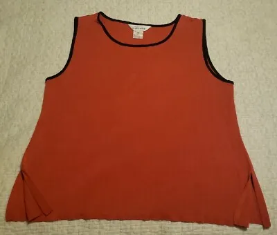 Exclusively Misook Tank Top Womens XL DK. Orange Black Trim Sleeveless * • $22