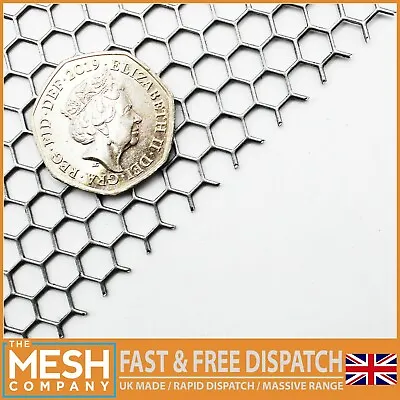 £5.49 • Buy Hexagonal (6mm Hole X 6.7mm Pitch X 1mm Thick) Mild Steel Perforated Mesh