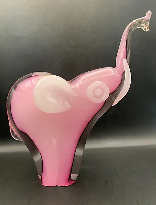 Formia Murano Pink Alabastro Sommerso Glass Elephant 8.75” Italy DAMAGED TUSK • $23.60
