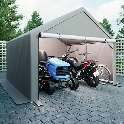 10X10FT Garden Waterproof Anti-UV Storage Tent Bike Shed Steel Frame Zipper Door • £169.99