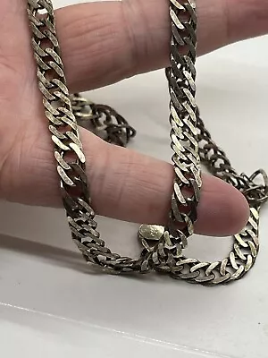Sterling Silver 925 Open Herringbone Flat Necklace 20” Heavy 23 Grams • $30