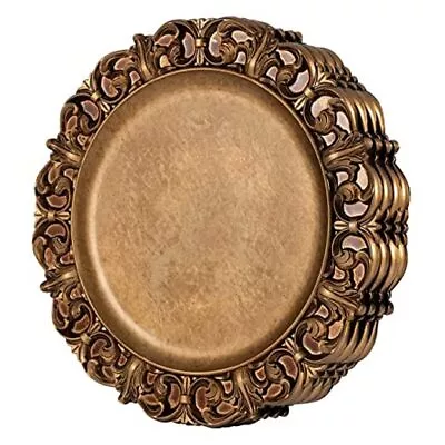  Antique Gold Charger Plates With Embossed Rims Set 13  Antique Gold Set Of 4 • $50.42
