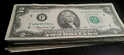 1976 ✯Lightly Circulated RARE Two Dollar Bill $2 Note Non Consecutive Lot Fancy✯ • $8.49