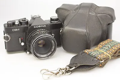 COSINA CSM 35mm Film SLR & PETRI 50mm F/2.8 CC Auto Lens & Case Metal Made 100% • £29.99