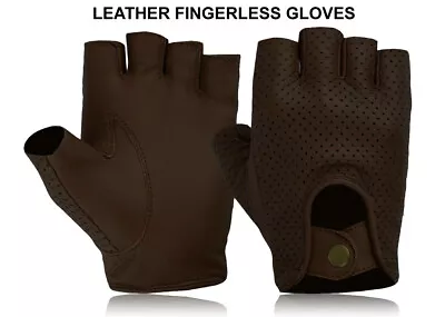 Driving Leather Fingerless Gloves Biker Cycling Wheelchair Gym Padded Gloves New • $7.46