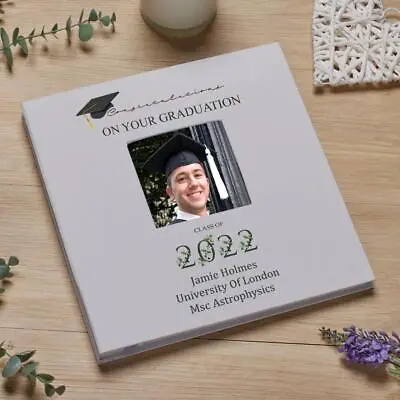 £23.99 • Buy Personalised Graduation Photo Album Linen Cover With Leaf Design LLPA-14