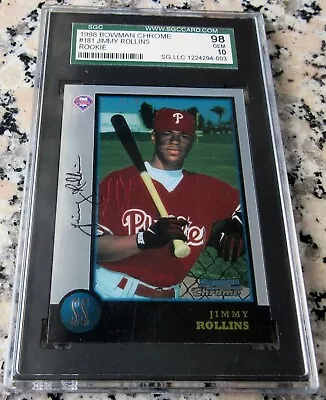 JIMMY ROLLINS 1998 Bowman Chrome Rookie Card RC SGC 10 GEM 98 Phillies WS Champs • $249.99