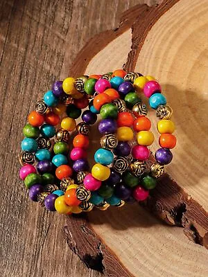 Flower Shaped Beads Multicolor Beaded Bracelet Women Bracelet Stackable Bracelet • $6.32