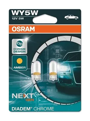 2x OSRAM 501a WY5W Chrome-look Amber Orange Indicator Bulbs APPROVED PARTNER • £9.69
