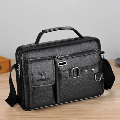 £14.99 • Buy Men's Briefcase Real Leather Laptop Messenger Shoulder Bag Work Travel Handbag