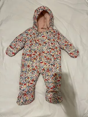 Cath Kidston Love Ditsy Baby Girl Snowsuit Pramsuit Size 0-3 Months • £7.50