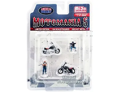  Motomania 5  Diecast Figures & Motorcycles 4 Pc Set 1/64 American Diorama 76512 • $12.99