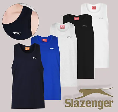 £8.79 • Buy Mens Muscle Vest Top Slazenger Sleeveless Summer T Shirt Tee Size Small To 4XL