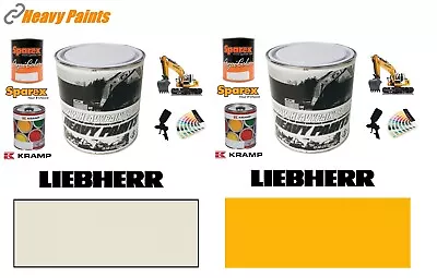 Liebherr Digger Yellow & Cab White Endurance Enamel Paint 1 Litre Tins • £68.99