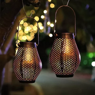 Large Garden Solar Powered LED Light Yard Morrocan Lanterns Hanging Lamp Decors • £9.95