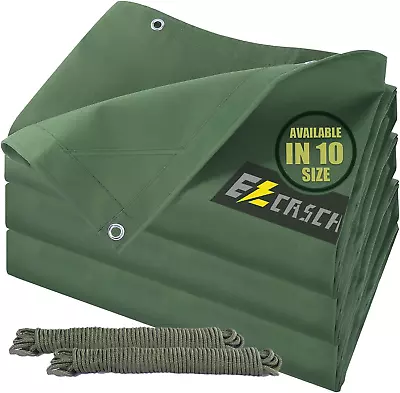 Canvas Tarps  22Mil Super Heavy Duty Waterproof Tarpaulins With Aluminum Grommet • $92.10