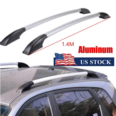 2x 55inch Silver+Black Car SUV MPV Top Frame Roof Luggage Rack Side Bar Rail USA • $56.05