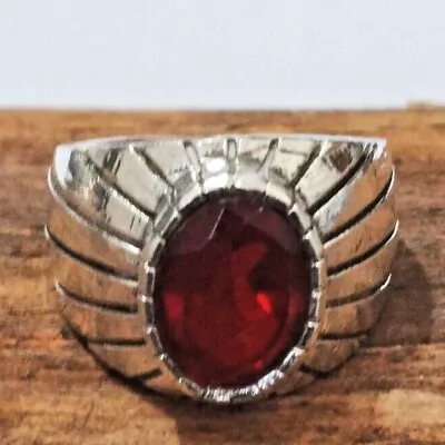Red Garnet Designer Ring Solid 925 Silver Handmade Boho Men's Ring All Size S165 • $13.94
