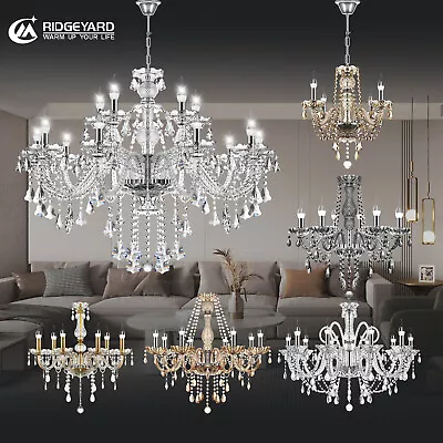 4-15 Lights Crystal Chandelier Modern Ceiling Pendant Lamp Home Fixture Lighting • $54.99