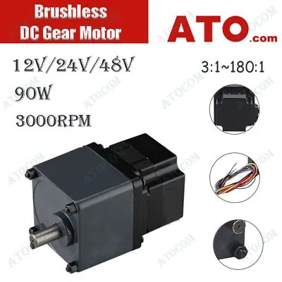ATO Brushless DC Motor 12-48V 3000RPM 90W High Torque Speed Reduction Motor • $400.39