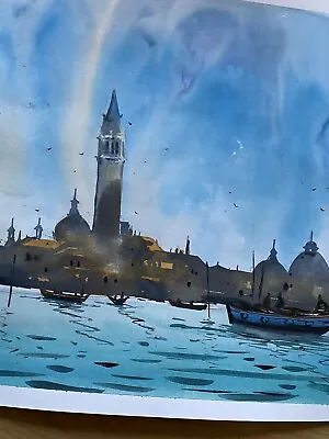 Watercolor Venice Painting City Decoration Venezia Italy Art Canal Gondole • $70