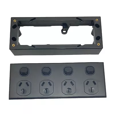 3A AU Quad PowerPoint 10A 250v & Mounting Block To Suit 4 Gang GPO Socket Outlet • $29.95