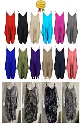 £8.90 • Buy Womens Cami Jumpsuit Playsuit Romper Baggy Harem Lagenlook Dress 