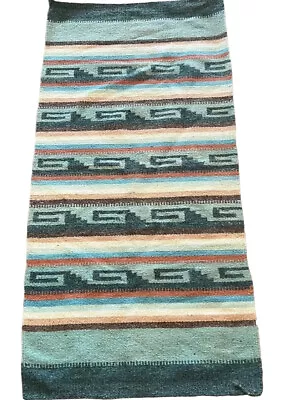 $86.99 • Buy Vintage Zapotec Saddle Rug High Quality Sheeps Wool Flat Weave Cotton Warp 59”L