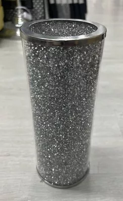 £19.99 • Buy Luxury Mirrored Crushed Crystal Diamond Round Decorative Vase For Flowers Home