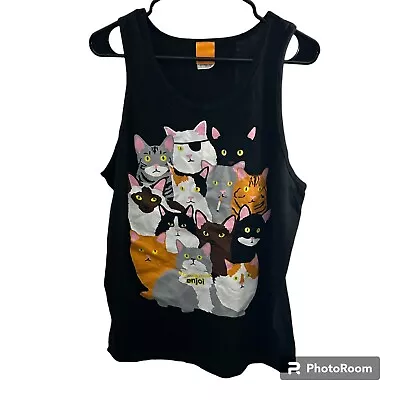 Y2K ENJOI Men's Sleeveless Cat Dad Tank Top Cat Printed Men's T-Shirt  • $12