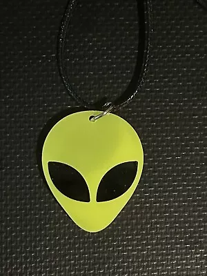 UFO Collection: Acrylic Yellow Alien Head Pendant Necklace With Neck Cord • $4